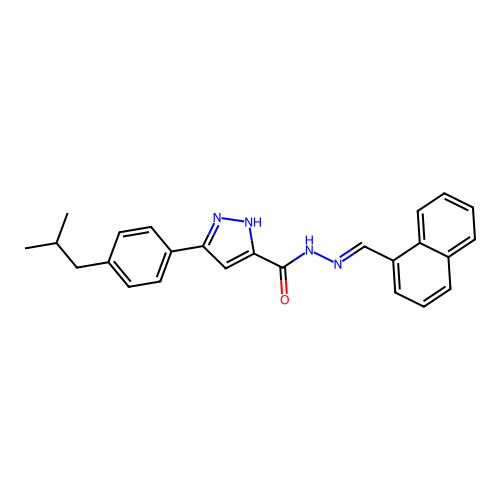 3-(4-isobutylphenyl)-N'-[(E)-1-naphthylmethylidene]-1H-pyrazole-5-carbohydrazide structure