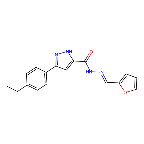 3-(4-ethylphenyl)-N'-[(E)-furan-2-ylmethylidene]-1H-pyrazole-5-carbohydrazide structure