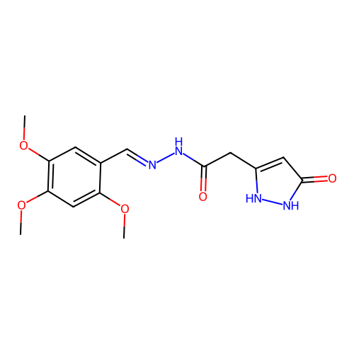 (E)-2-(5-oxo-2,5-dihydro-1H-pyrazol-3-yl)-N'-(2,4,5-trimethoxybenzylidene)acetohydrazide structure