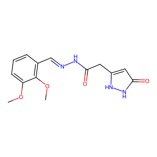 (E)-N'-(2,3-dimethoxybenzylidene)-2-(5-oxo-2,5-dihydro-1H-pyrazol-3-yl)acetohydrazide structure