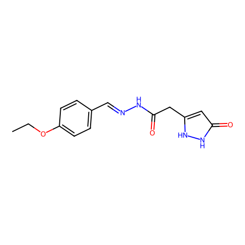 N'-[(E)-(4-ethoxyphenyl)methylidene]-2-(5-hydroxy-1H-pyrazol-3-yl)acetohydrazide structure