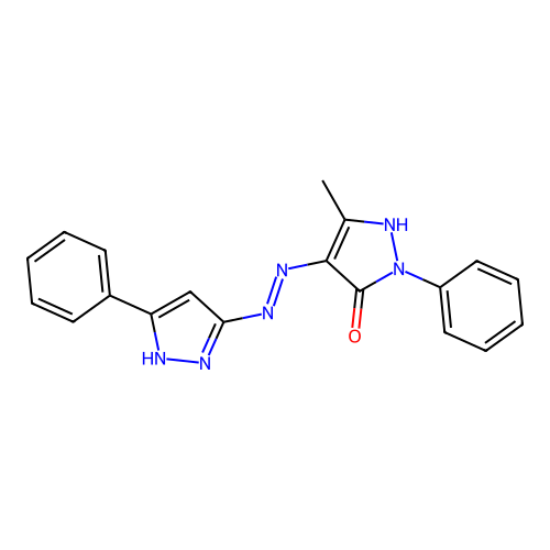 5-methyl-2-phenyl-4-[(3-phenyl-1H-pyrazol-5-yl)hydrazono]-2,4-dihydro-3H-pyrazol-3-one structure
