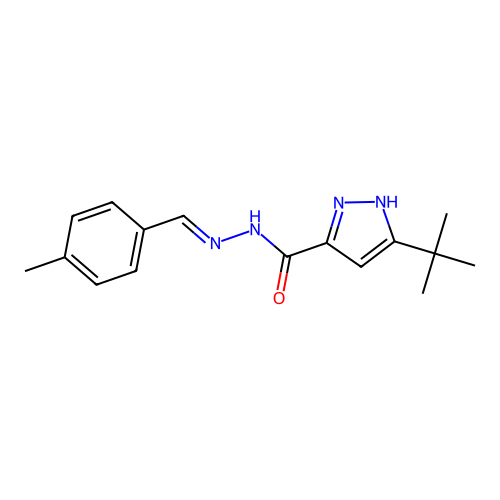 3-tert-butyl-N'-[(E)-(4-methylphenyl)methylidene]-1H-pyrazole-5-carbohydrazide structure