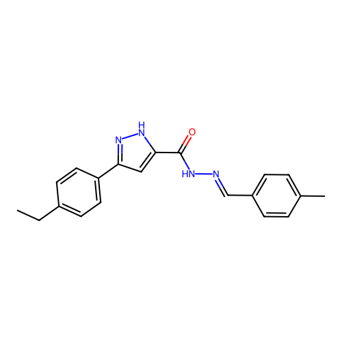 (E)-3-(4-ethylphenyl)-N'-(4-methylbenzylidene)-1H-pyrazole-5-carbohydrazide structure