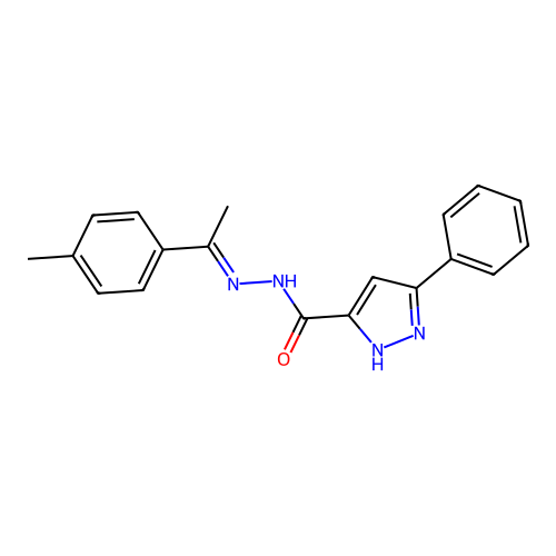 N'-[(1E)-1-(4-methylphenyl)ethylidene]-3-phenyl-1H-pyrazole-5-carbohydrazide structure