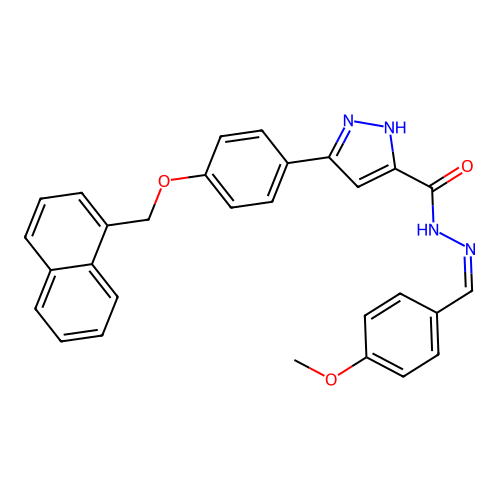 N'-[(E)-(4-methoxyphenyl)methylidene]-5-[4-(naphthalen-1-ylmethoxy)phenyl]-1H-pyrazole-3-carbohydrazide structure