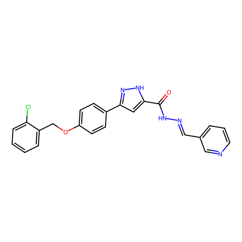 3-(4-((2-CL-Benzyl)oxy)PH)N'-(3-pyridinylmethylene)-1H-pyrazole-5-carbohydrazide structure