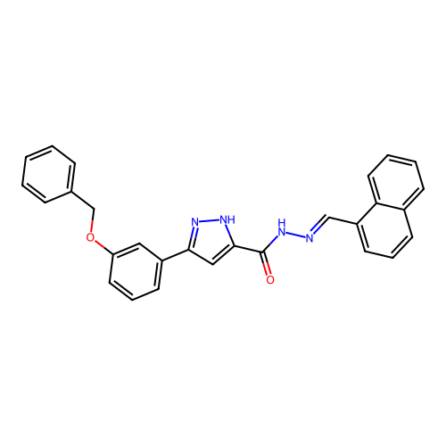 (E)-3-(3-(benzyloxy)phenyl)-N'-(naphthalen-1-ylmethylene)-1H-pyrazole-5-carbohydrazide structure