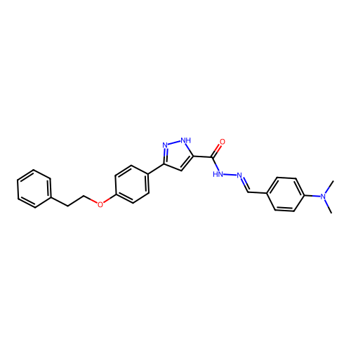 N'-{(E)-[4-(dimethylamino)phenyl]methylidene}-3-[4-(2-phenylethoxy)phenyl]-1H-pyrazole-5-carbohydrazide structure
