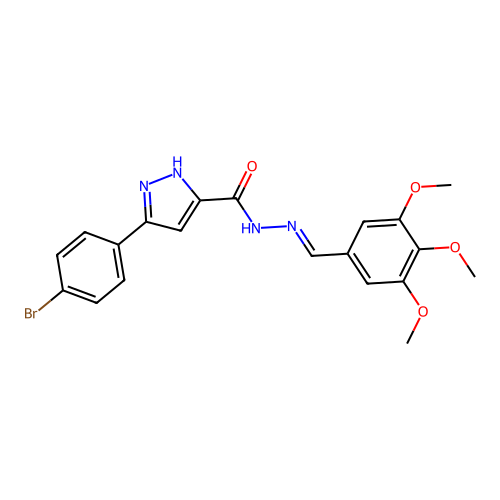 3-(4-bromophenyl)-N'-[(E)-(3,4,5-trimethoxyphenyl)methylidene]-1H-pyrazole-5-carbohydrazide structure