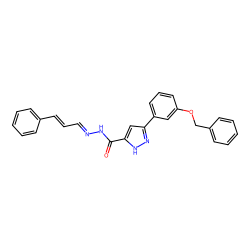 3-[3-(benzyloxy)phenyl]-N'-[(1E,2E)-3-phenylprop-2-en-1-ylidene]-1H-pyrazole-5-carbohydrazide structure