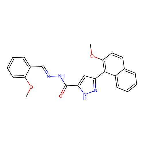 3-(2-methoxynaphthalen-1-yl)-N'-[(E)-(2-methoxyphenyl)methylidene]-1H-pyrazole-5-carbohydrazide structure