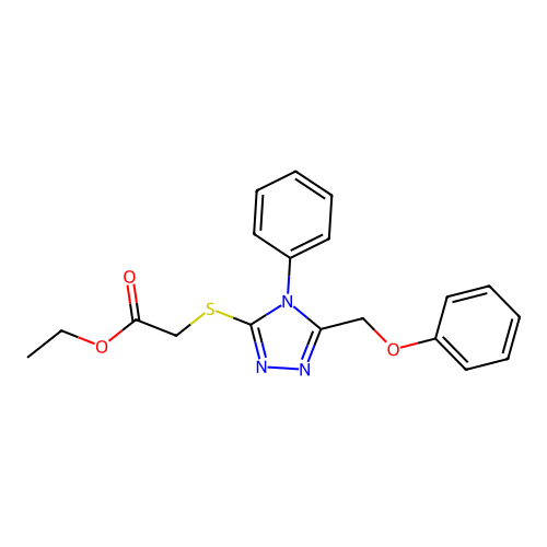 Ethyl 2-[4-phenyl-5-(phenoxymethyl)-1,2,4-triazol-3-ylthio]acetate structure