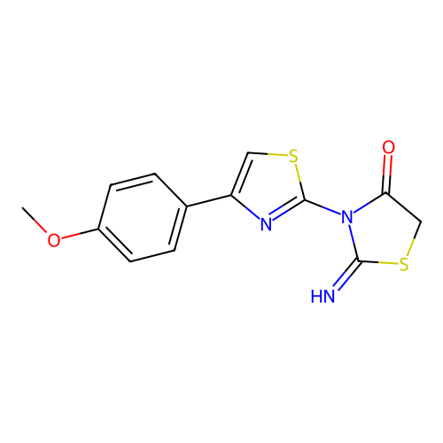 2-Imino-3-[4-(4-methoxyphenyl)-1,3-thiazol-2-yl]-1,3-thiazolidin-4-one structure
