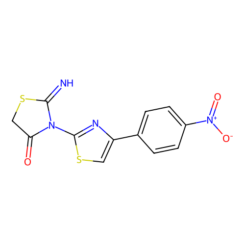 2-Imino-3-[4-(4-nitrophenyl)-1,3-thiazol-2-yl]-1,3-thiazolidin-4-one structure