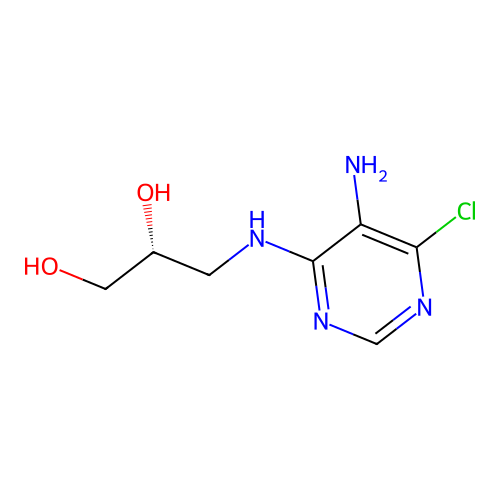 (2R)-3-[(5-amino-6-chloropyrimidin-4-yl)amino]propane-1,2-diol structure