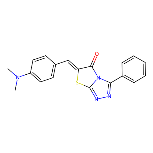 (Z)-6-(4-(dimethylamino)benzylidene)-3-phenylthiazolo[2,3-c][1,2,4]triazol-5(6H)-one structure