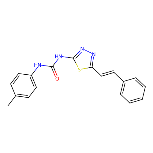 (E)-1-(5-styryl-1,3,4-thiadiazol-2-yl)-3-(p-tolyl)urea structure