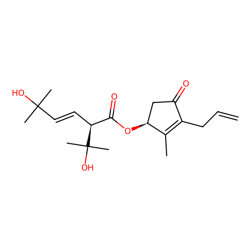 3-Hexenoic acid, 5-hydroxy-2-(1-hydroxy-1-methylethyl)-5-methyl-, 2-methyl-4-oxo-3-(2-propenyl)-2-cyclopenten-1-yl ester, (S-(R*,S*-(E)))- structure
