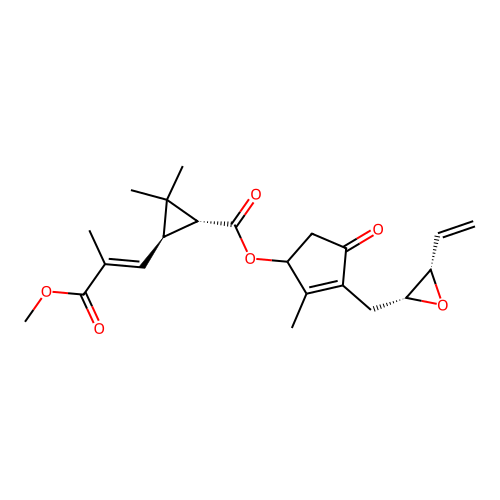 Cyclopropanecarboxylic acid, 3-(3-methoxy-2-methyl-3-oxo-1-propenyl)-2,2-dimethyl-, 3-((3-ethenyloxiranyl)methyl)-2-methyl-4-oxo-2-cyclopenten-1-yl ester, (2R-(2alpha(S*(1R*,3R*(E))),3alpha))- structure