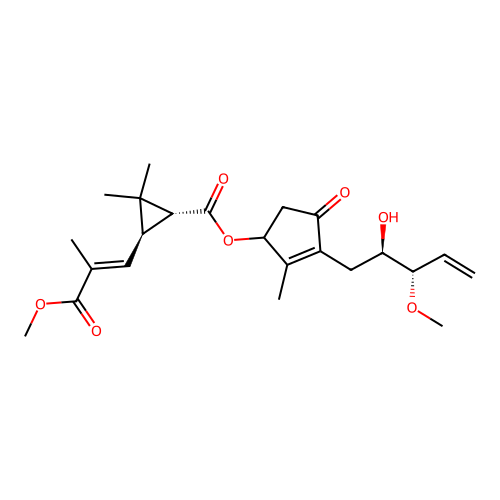 Cyclopropanecarboxylic acid, 3-(3-methoxy-2-methyl-3-oxo-1-propenyl)-2,2-dimethyl-, 3-(2-hydroxy-3-methoxy-4-pentenyl)-2-methyl-4-oxo-2-cyclopenten-1-yl ester, (1R-(1alpha(S*(2R*,3R*)),3beta(E)))- structure