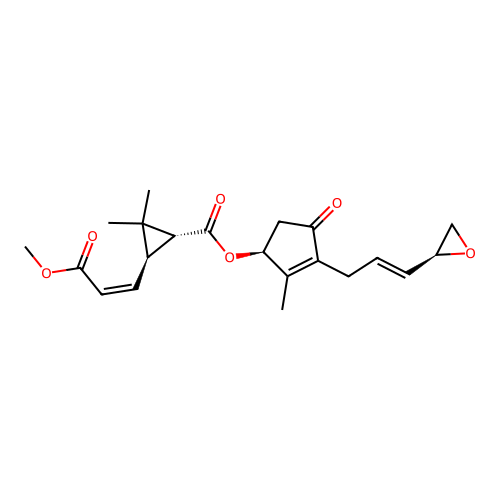 Cyclopropanecarboxylic acid, 3-(3-methoxy-3-oxo-1-propenyl)-2,2-dimethyl-, 2-methyl-3-(3-oxiranyl-2-propenyl)-4-oxo-2-cyclopenten-1-yl ester, (1R-(1alpha(S*(Z(S*))),3beta(E)))- structure