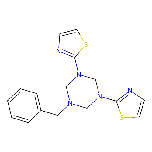 1-Benzyl-3,5-di(1,3-thiazol-2-yl)-1,3,5-triazinane structure