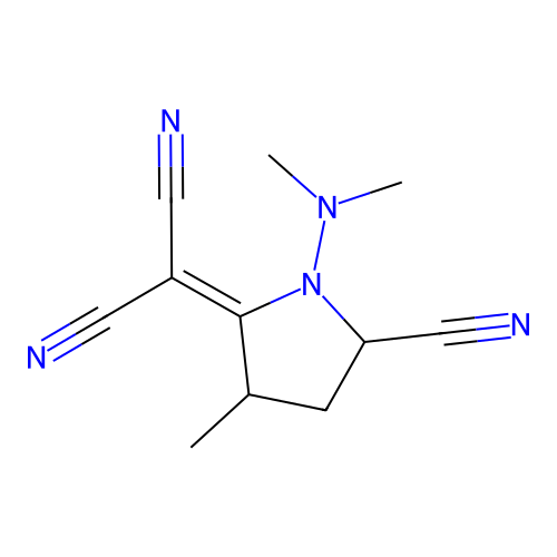 2-(5-Cyano-1-dimethylamino-3-methyl-pyrrolidin-2-ylidene)-malononitrile structure