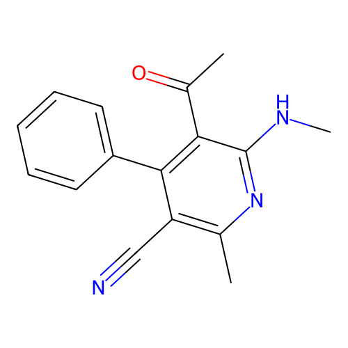 5-Acetyl-2-methyl-6-(methylamino)-4-phenylpyridine-3-carbonitrile structure