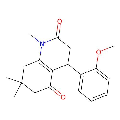 4-(2-methoxyphenyl)-1,7,7-trimethyl-4,6,7,8-tetrahydro-2,5(1H,3H)-quinolinedione structure