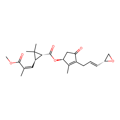 Cyclopropanecarboxylic acid, 3-(3-methoxy-2-methyl-3-oxo-1-propenyl)-2,2-dimethyl-, 2-methyl-3-(3-oxiranyl-2-propenyl)-4-oxo-2-cyclopenten-1-yl ester, (1R-(1alpha(S*(Z(R*))),3beta(E)))- structure
