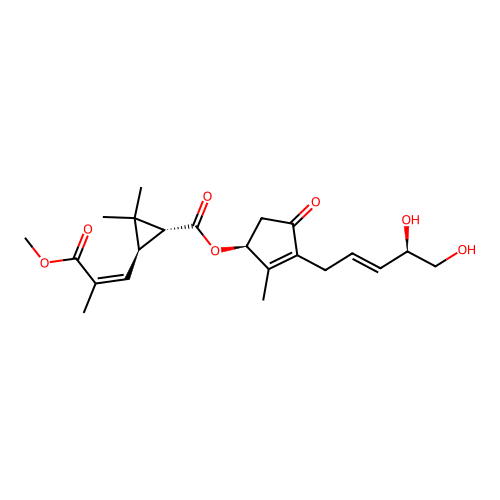 Cyclopropanecarboxylic acid, 3-(3-methoxy-2-methyl-3-oxo-1-propenyl)-2,2-dimethyl-, 3-(4,5-dihydroxy-2-pentenyl)-2-methyl-4-oxo-2-cyclopenten-1-yl ester, (1R-(1alpha(S*(2Z,4R*)),3beta(E)))- structure