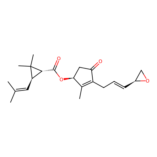 Cyclopropanecarboxylic acid, 2,2-dimethyl-3-(2-methyl-1-propenyl)-, 2-methyl-3-(3-oxiranyl-2-propenyl)-4-oxo-2-cyclopenten-1-yl ester, (1R-(1alpha(S*(Z(S*))),3beta))- structure