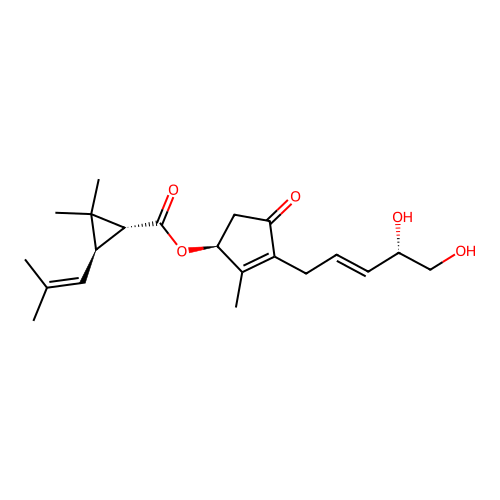 Cyclopropanecarboxylic acid, 2,2-dimethyl-3-(2-methyl-1-propenyl)-, 3-(4,5-dihydroxy-2-pentenyl)-2-methyl-4-oxo-2-cyclopenten-1-yl ester, (1R-(1alpha(S*(2Z,4S*)),3beta))- structure