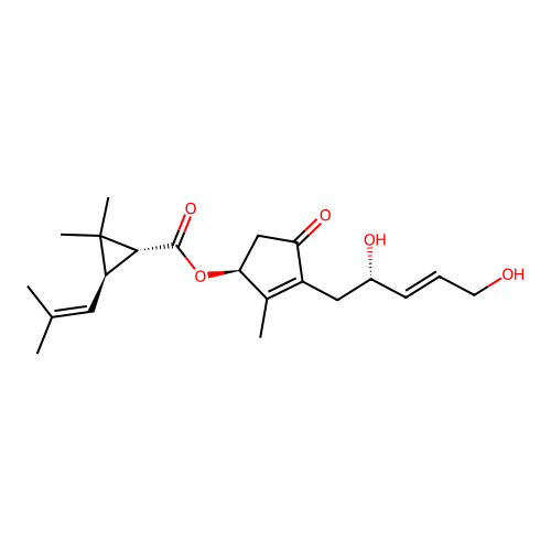 Cyclopropanecarboxylic acid, 2,2-dimethyl-3-(2-methyl-1-propenyl)-, 3-(2,5-dihydroxy-3-pentenyl)-2-methyl-4-oxo-2-cyclopenten-1-yl ester, (1R-(1alpha(S*(2S*,3E)),3beta))- structure