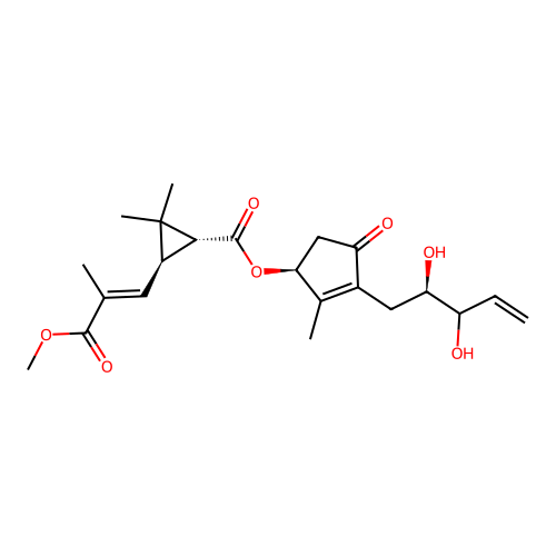 Cyclopropanecarboxylic acid, 3-(3-methoxy-2-methyl-3-oxo-1-propenyl)-2,2-dimethyl-, 3-(2,3-dihydroxy-4-pentenyl)-2-methyl-4-oxo-2-cyclopenten-1-yl ester, (1R-(1alpha(S*(2R*,3R*)),3beta(E)))- structure