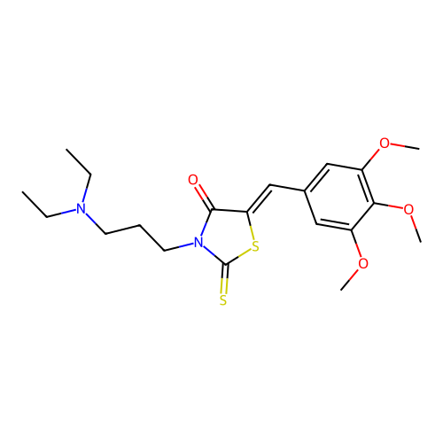 (Z)-3-(3-(diethylamino)propyl)-2-thioxo-5-(3,4,5-trimethoxybenzylidene)thiazolidin-4-one structure