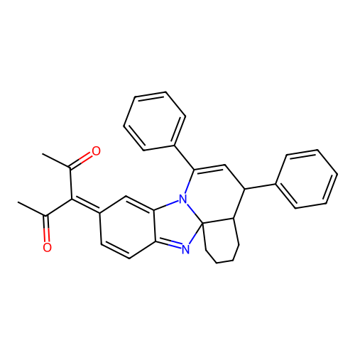 3-(5,7-diphenyl-3,4,4a,5-tetrahydro-1H-benzo[4,5]imidazo[2,1-j]quinolin-10(2H)-ylidene)pentane-2,4-dione structure
