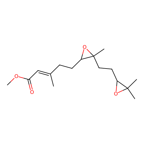 Methyl 6,7-10,11-bis(epoxy)-3,7,11-trimethyl-2-dodecenoate structure