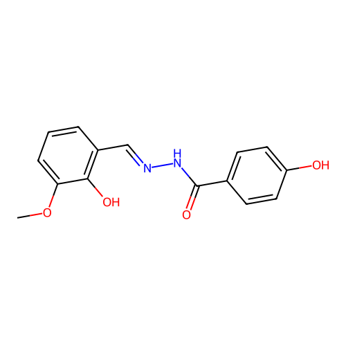 4-hydroxy-N-[(2-hydroxy-3-methoxyphenyl)methylideneamino]benzamide structure
