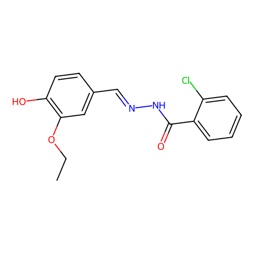 2-chloro-N-[(3-ethoxy-4-hydroxyphenyl)methylideneamino]benzamide structure