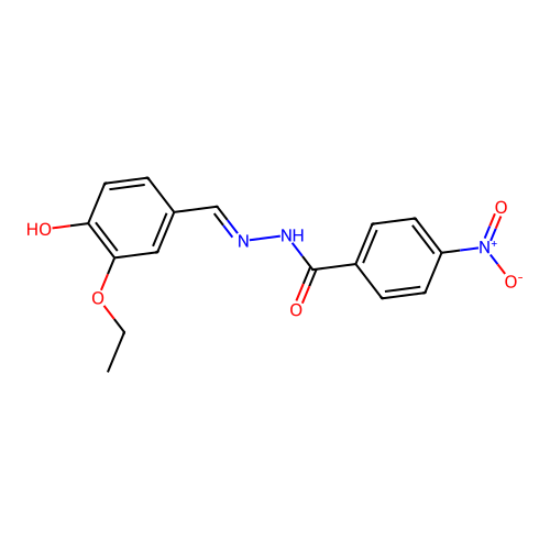 N-[(1Z)-2-(3-ethoxy-4-hydroxyphenyl)-1-azavinyl](4-nitrophenyl)carboxamide structure