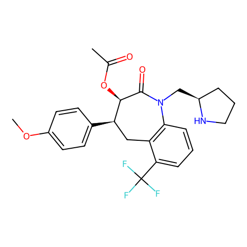 (3R)-3alpha-Acetyloxy-4,5-dihydro-4alpha-(4-methoxyphenyl)-1-[2beta-pyrrolidinylmethyl]-6-trifluoromethyl-1H-1-benzazepin-2(3H)-one structure
