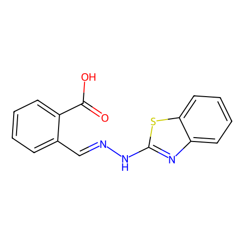 2-{(E)-[2-(1,3-benzothiazol-2-yl)hydrazinylidene]methyl}benzoic acid structure