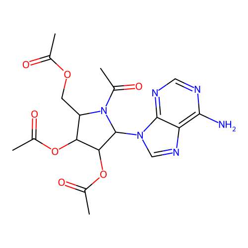 1-acetyl-2-[(acetyloxy)methyl]-5-(6-amino-9h-purin-9-yl)pyrrolidine-3,4-diyl diacetate structure