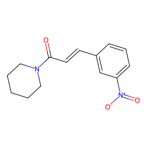 (2E)-3-(3-nitrophenyl)-1-piperidylprop-2-en-1-one structure