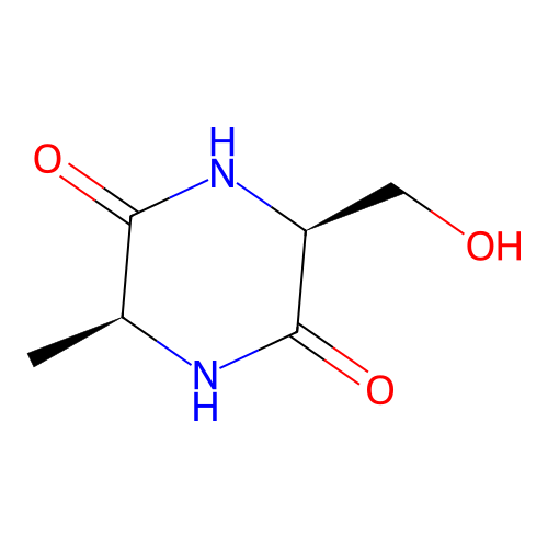 (3S,6S)-3-(hydroxymethyl)-6-methylpiperazine-2,5-dione structure