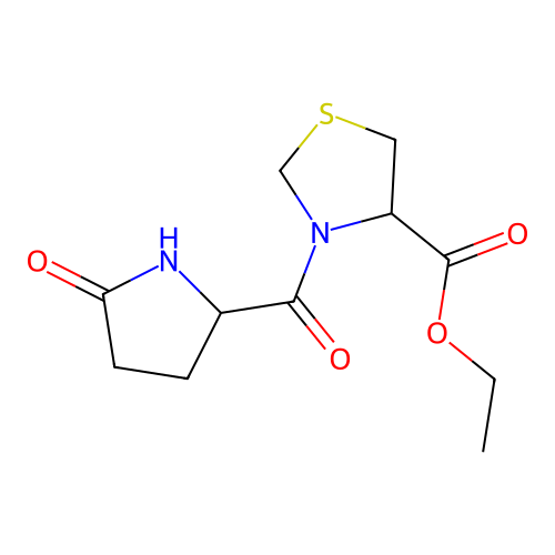 Ethyl 3-(5-oxopyrrolidine-2-carbonyl)thiazolidine-4-carboxylate structure
