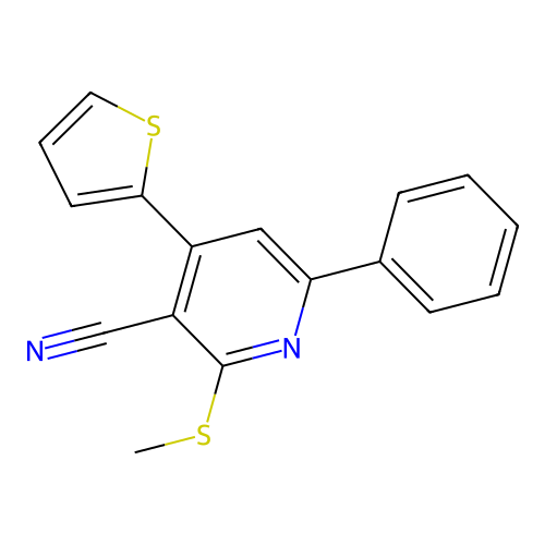 2-(Methylsulfanyl)-6-phenyl-4-(thiophen-2-yl)pyridine-3-carbonitrile structure