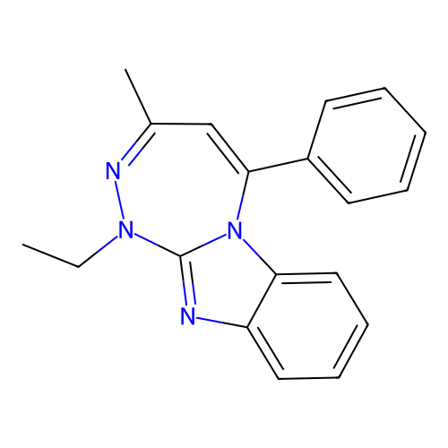 1-ethyl-3-methyl-5-phenyl-1H-[1,2,4]triazepino[4,3-a]benzimidazole structure